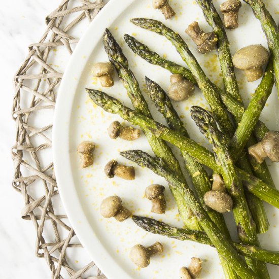 Roasted Asparagus and Mushrooms