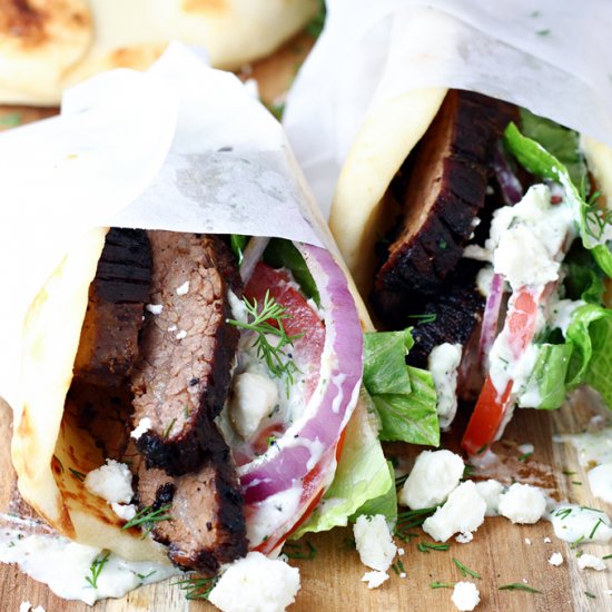 Steak Gyros with Tzatziki Sauce