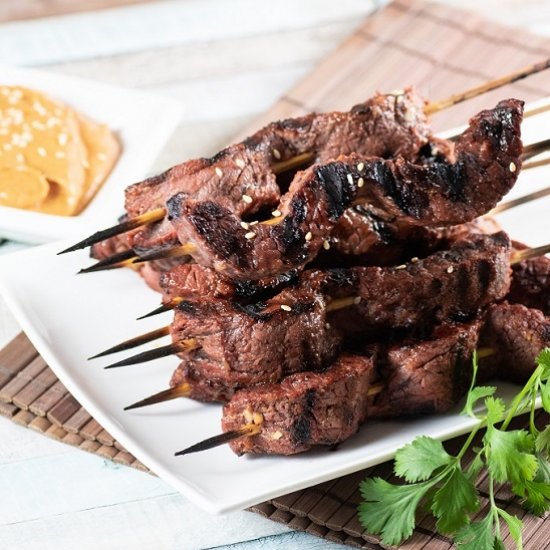 Grilled beef satay