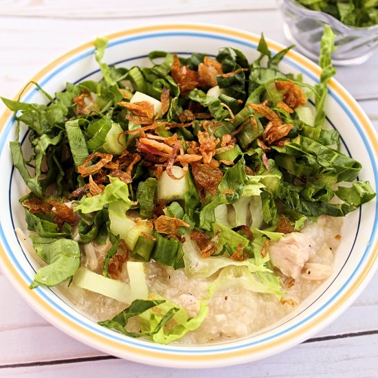 Asian Chicken Porridge with Lettuce