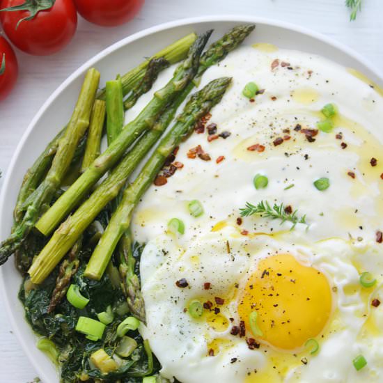 WHIPPED FETA WITH ASPARAGUS EGGS