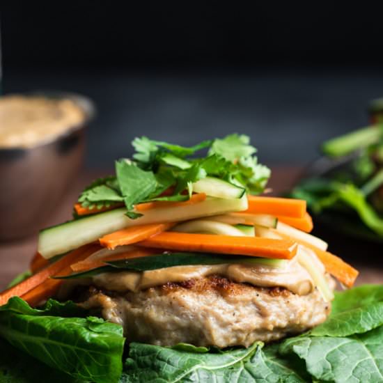 Chicken Burgers with Satay Sauce