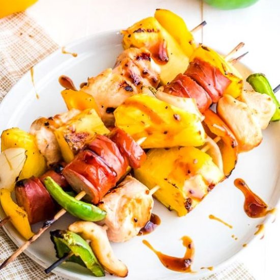 Teriyaki Sausage & Chicken Kabobs