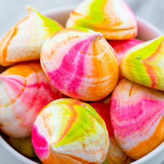 Rainbow Sherbet Meringues