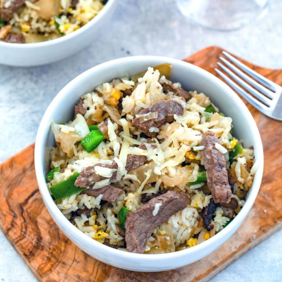 Steak and Cheese Fried Rice