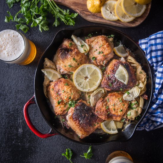 Lemon Artichoke Skillet BeerChicken