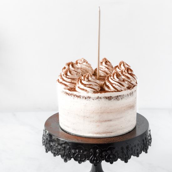 White chocolate ganache layer cake