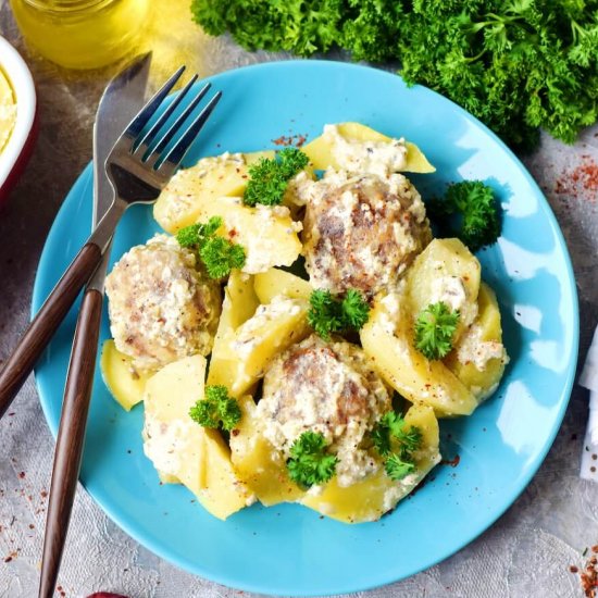 Creamy Meatballs and Potatoes