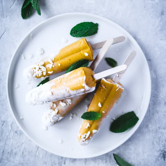 Tropical Coconut Mango Popsicles