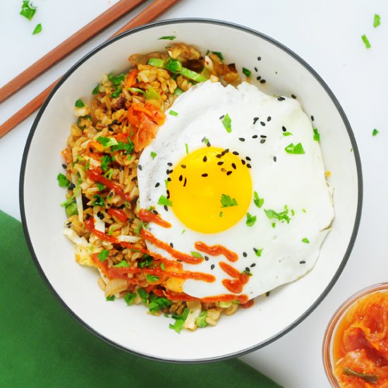 Kimchi Fried Rice with Cabbage