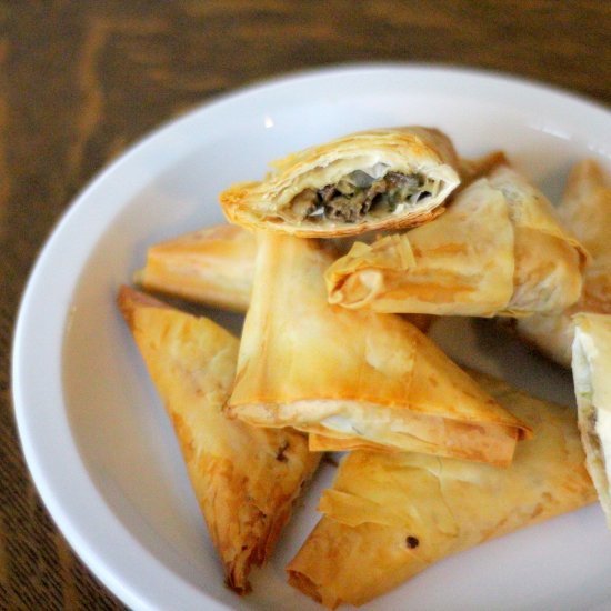 Leek and Mushroom Phyllo Pies