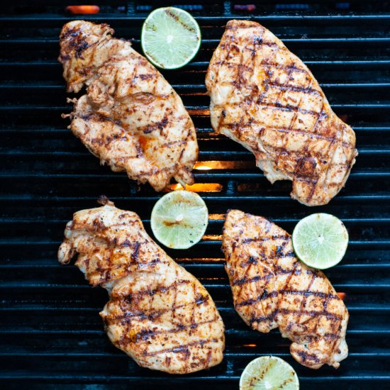 Brined & flattened grilled chicken