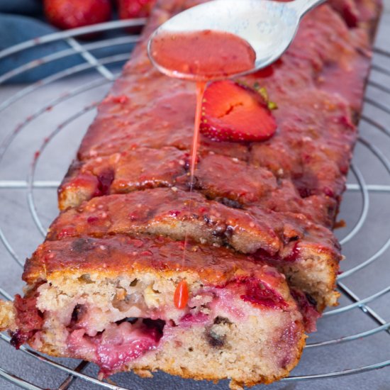 Strawberry Banana Bread with Glaze