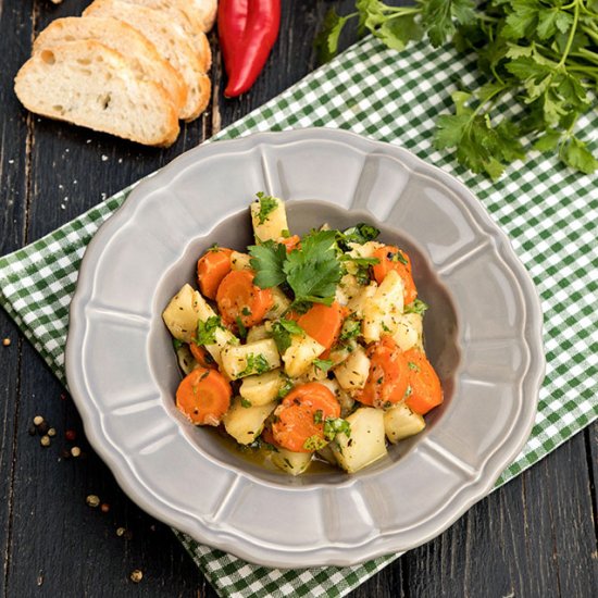 Stew with celery with carrots