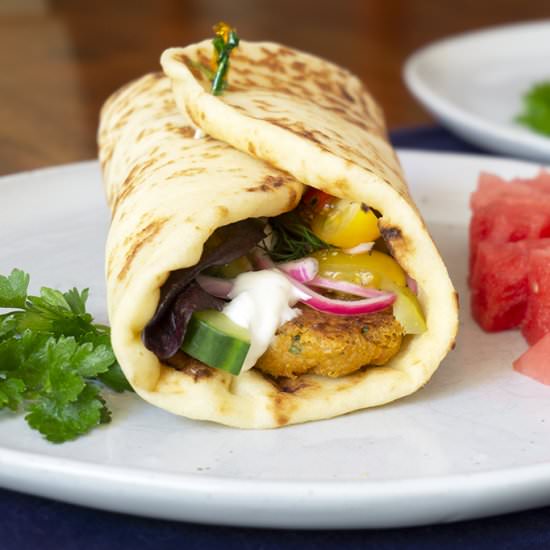 Falafel Wraps with Garlic Yogurt