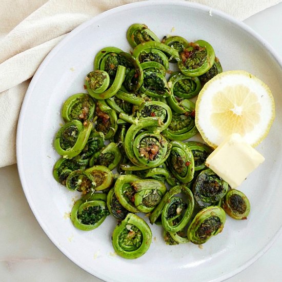 Sauteed Fiddleheads with Butter