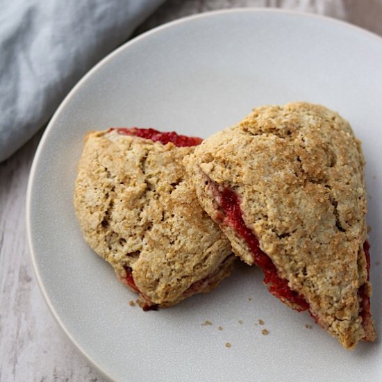 Strawberry Rhubarb Barley Scones