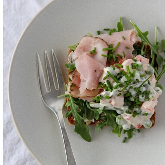 Italian Salad and Ham Smørrebrød