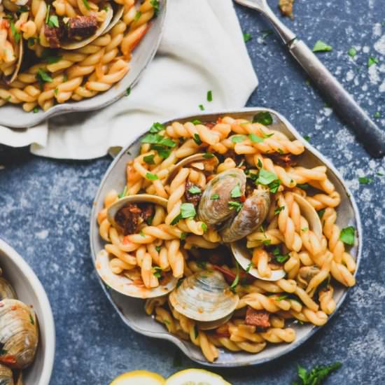 Spanish Clam & Chorizo Pasta