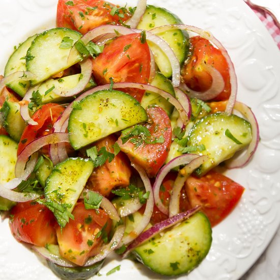 Italian tomato and cucumber salad