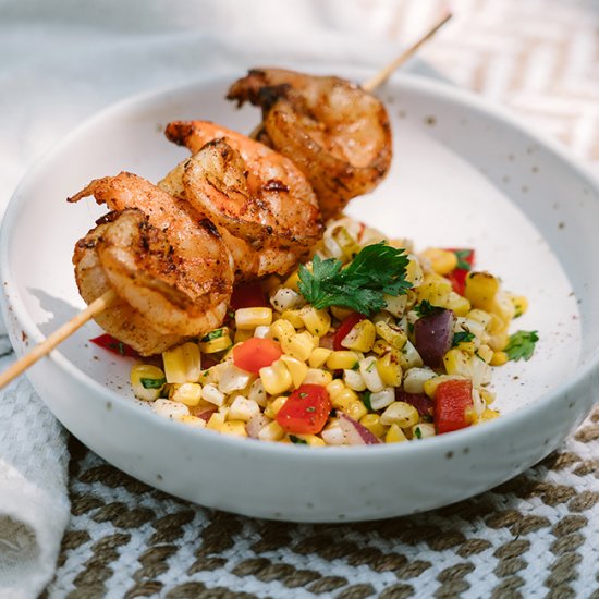 Grilled Shrimp with Corn Salad