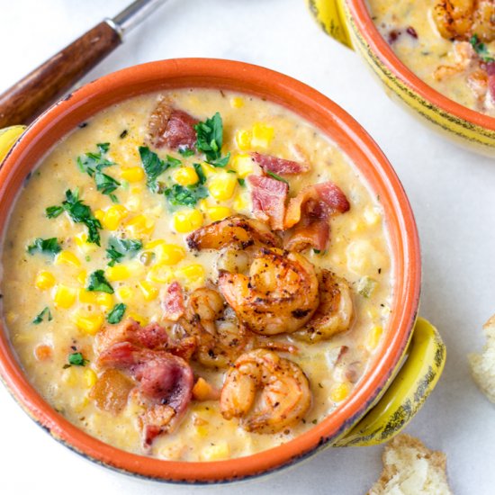 Shrimp Corn Chowder with Bacon