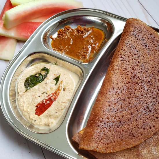 Red Rice Dosa with watermelon Rind