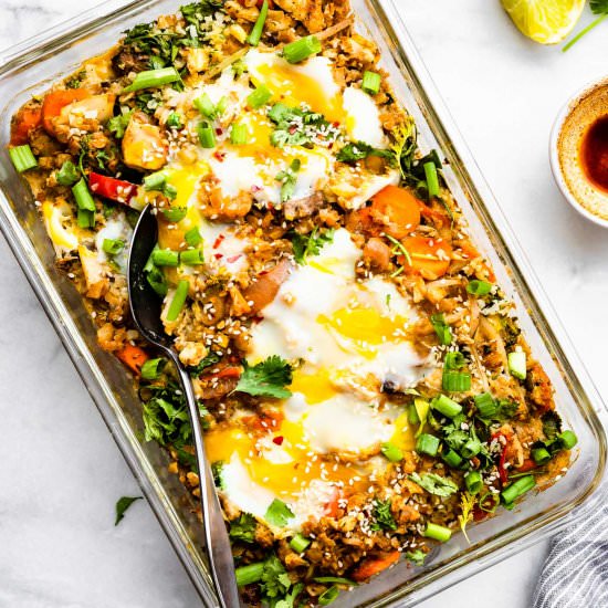 Cauliflower Fried Rice Casserole