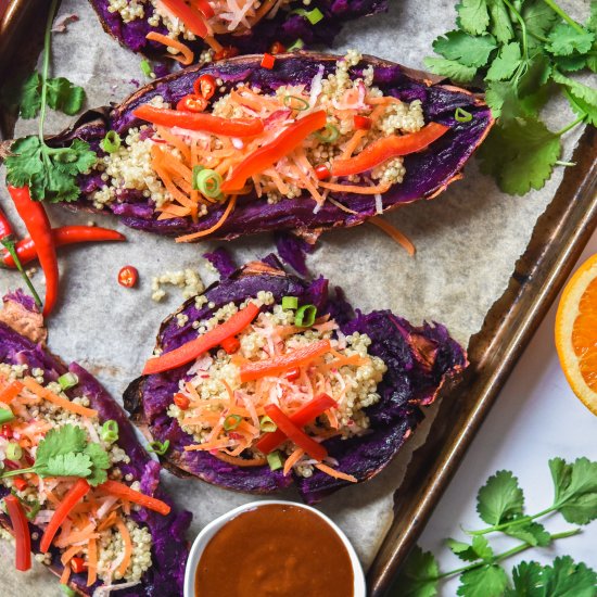 Thai Stuffed Purple Sweet Potatoes