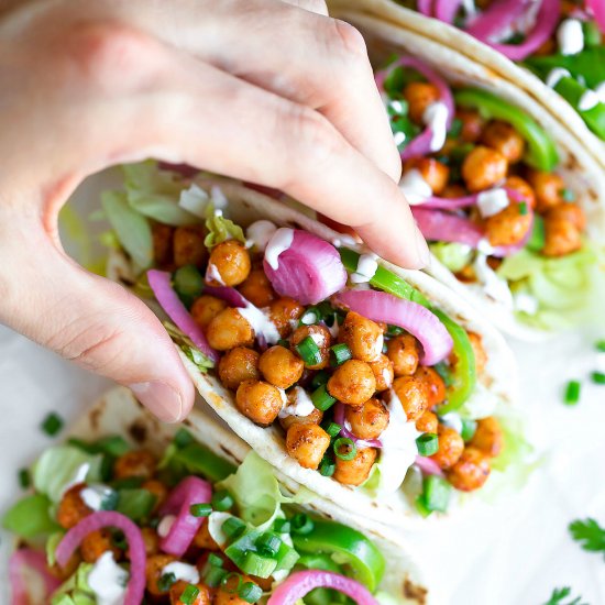 Buffalo Chickpea Tacos