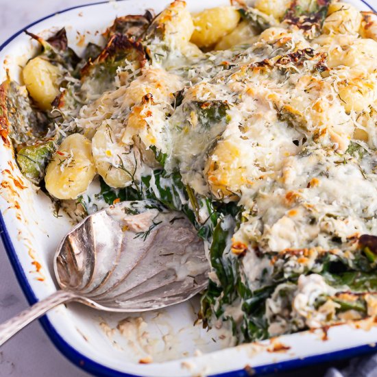 Salmon Gnocchi Bake with Spinach