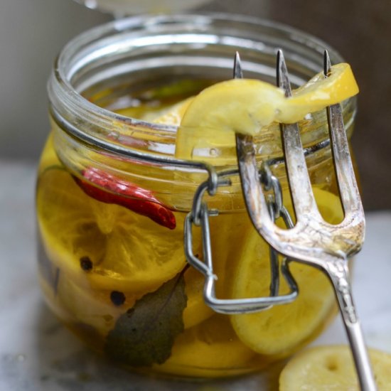 Lemons preserved in oil