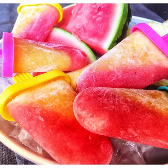 Watermelon Pineapple ice lollies