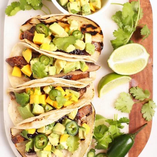 Mushroom Steak Tacos w/ Mango Salsa