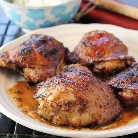 Barbecued chicken adobo