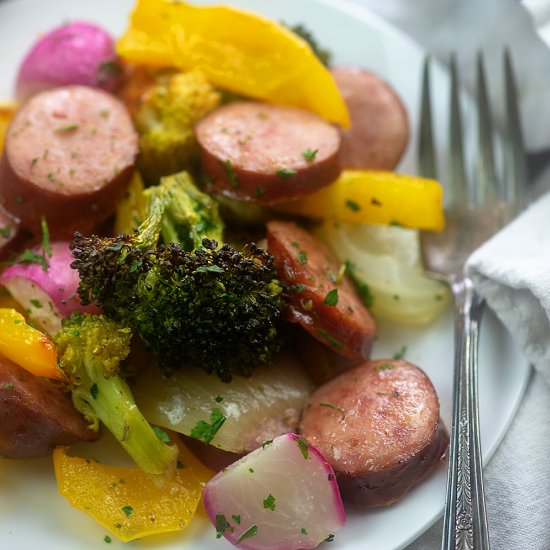 SHEET PAN SAUSAGE AND VEGGIES