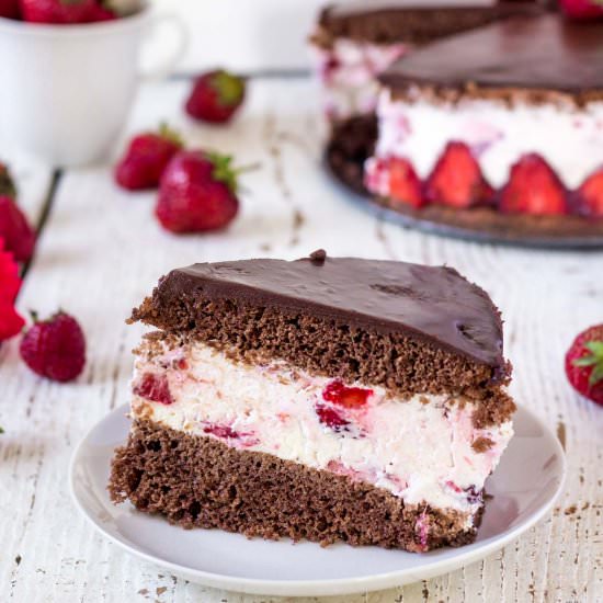 Strawberry Cocoa Cheesecake Torte