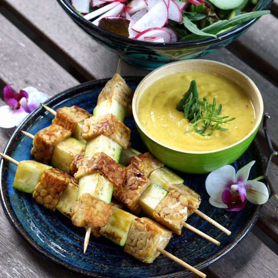 Tempeh Skewers with Peanut Sauce