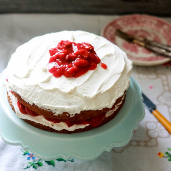 Strawberry Rhubarb Victoria Sponge