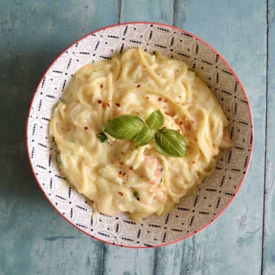 Cheesy Prawn Spaghetti