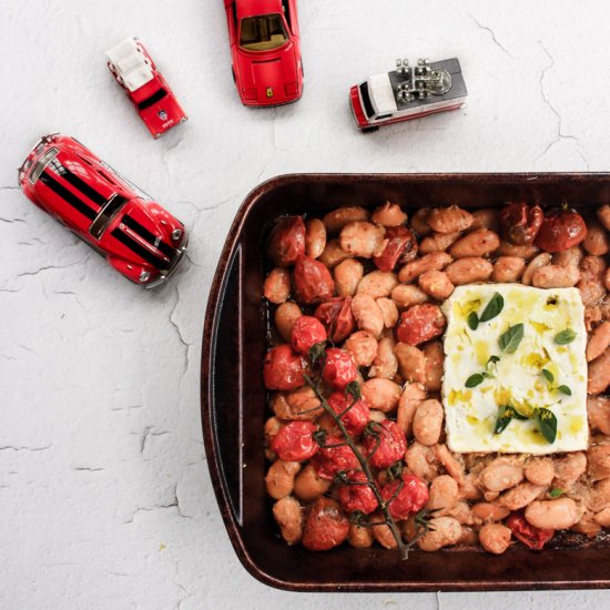 Baked gigante beans with feta