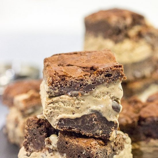 Mocha Ice Cream Brownie Sandwiches