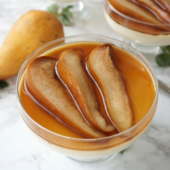 Bourbon Poached Pear Panna Cotta