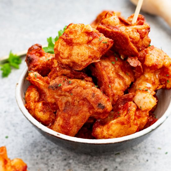 Vegan buffalo cauliflower wings