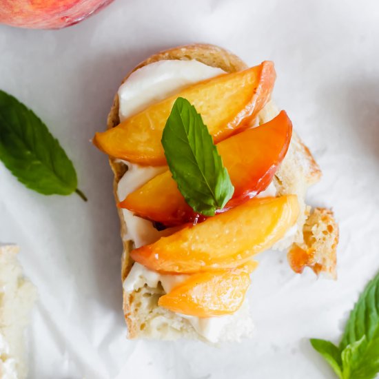 Ricotta Toast with Peaches