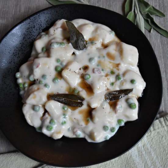 Ricotta Gnocchi – Pancetta and Peas