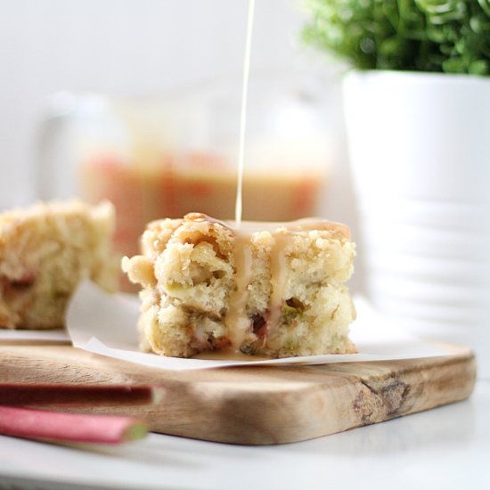 Rhubarb Coffee Cake with Caramel