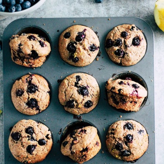 Whole Wheat Lemon Blueberry Muffins