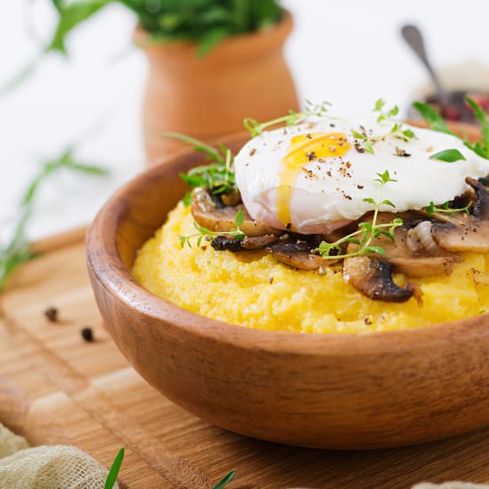 Polenta With Poached Egg & Mushroom