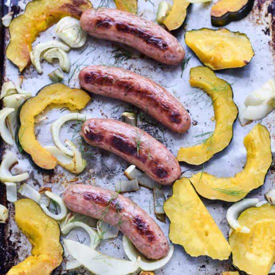 Sheet Pan Sausage and Acorn Squash